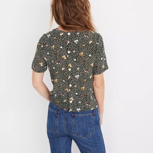 MADEWELL Silk Button-Back Tie Tee in Dropleaf Floral Size Small - Picture 10 of 11